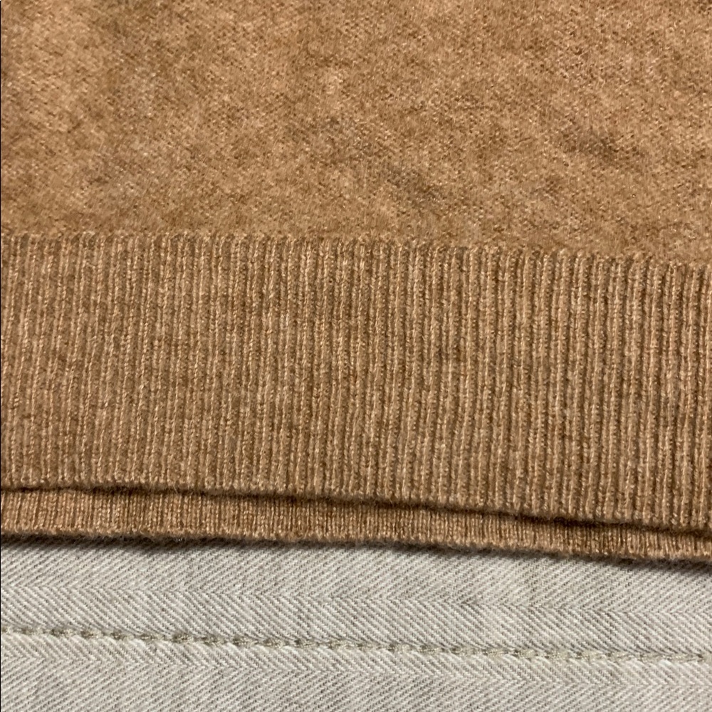 Pilcro Women V-Neck Cropped XXSP Deep Tan Cashmere Sweater Boxy Minimalist Q - Picture 6 of 11